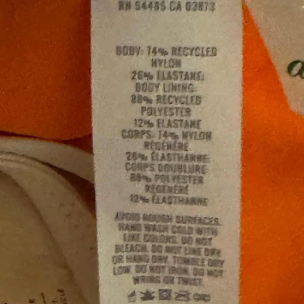AA-272 Aerie NWT Cheekiest Side Tie Orange &‎ White Ribbed Swim Bikini Bottoms